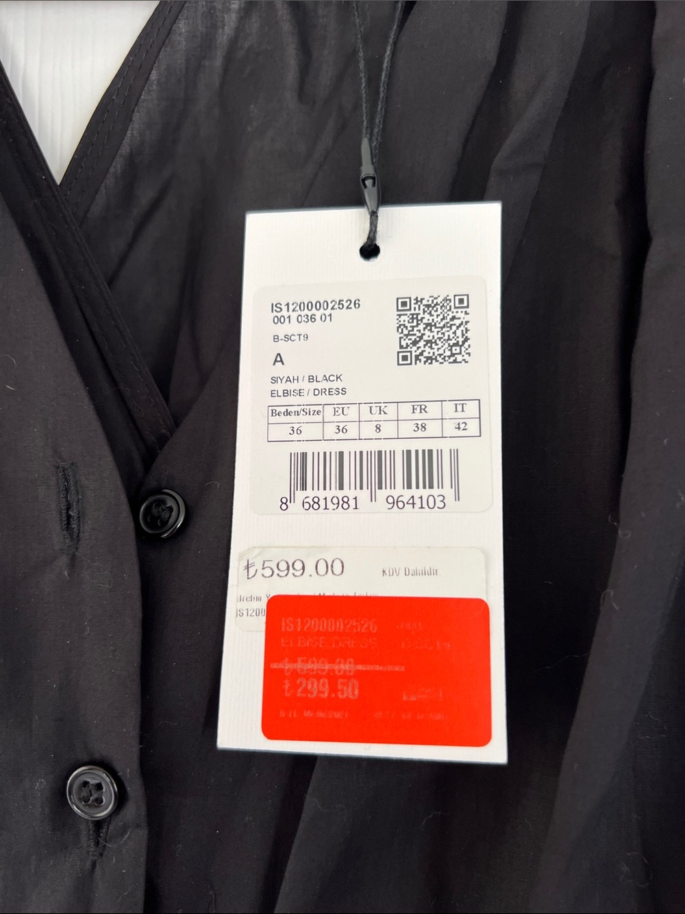 Sleeveless Black Midi Dress with Button Front and Tie Shoulders - Picture 4 of 4